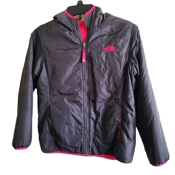 The North Face Girl's Reversible Hooded Jacket Size L (14/16) - Picture 1 of 11